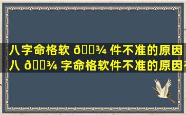 八字命格软 🌾 件不准的原因（八 🌾 字命格软件不准的原因有哪些）